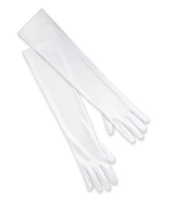 Womens Long White Satin Gloves Chasing Fireflies 8491