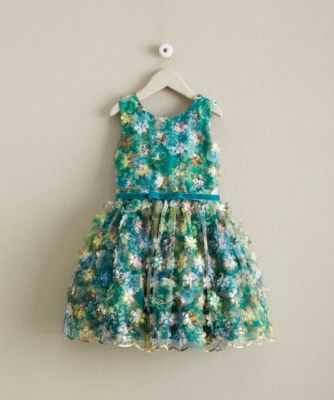 Zoe Blooming Flowers Girls Dress Teal, 14 Chasing Fireflies